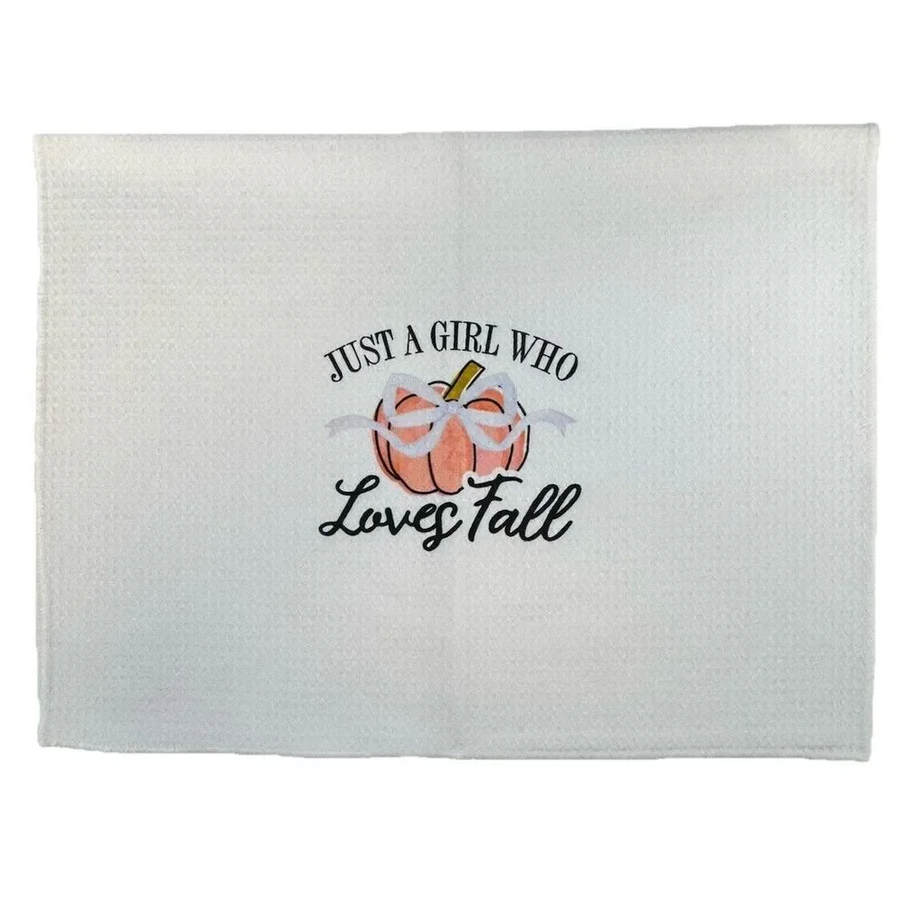 Dish‎ Towel Decorative Just A Girl Who Loves Fall Pumpkin Decor Thanksgiving